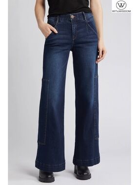 WIT & WISDOM NWT 'AB'SOLUTION WIDE LEG HIGH RISE INDIGO CARPINTER JEANS. SIZE 8
